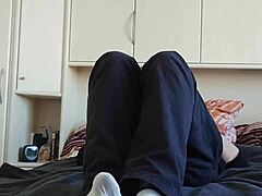 Chubby European Amateur Shows Off Fat Feet And Legs In German Homemade Fetish Video With White Sneaker Socks