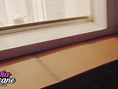 you spot your curvy british neighbour flashing big natural tits in the shower. she teases as a girl next door slut during her first time exhibitionist bath.