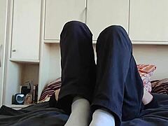 Chubby European Amateur Shows Off Fat Feet And Legs In German Homemade Fetish Video With White Sneaker Socks