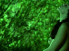 a brunette with small tits tempts a guy into deepthroat blowjob and doggystyle fucking outdoors all night long