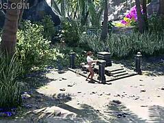 In the 3D hentai game, Lara Croft got caught masturbating in her cabin right as a massive storm hit with monster gangbang action.