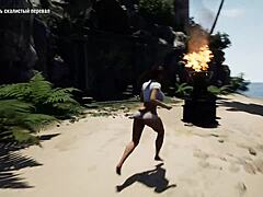 In the 3D hentai game, Lara Croft got caught masturbating in her cabin right as a massive storm hit with monster gangbang action.