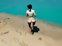 In the 3D hentai game, Lara Croft got caught masturbating in her cabin right as a massive storm hit with monster gangbang action.