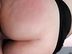 I'm riding my stepbrother's big cock hard with my tight pink pussy and juicy big tits bouncing