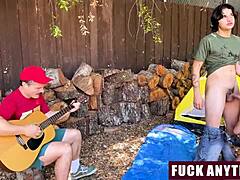 We're freeusing this hot chick on our camping trip with rough doggystyle and cowgirl action.