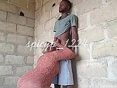 engineer fucks boss hard with loud moans and screams outdoors