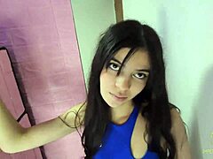 Beautiful Classmate Kneels Begging For Help Before Locker Room Fuck