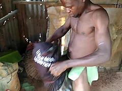 Cumshot on handsome guy's face after intense fuck.