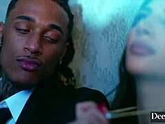 Gianna dives deep into passion, devouring Jay's juicy big black cock with intense blowjob and cowgirl riding.