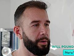 Blondie Sexy Teen Masseuse Anna Claire Clouds Prepares Client Will Pounder for Wet Nuru Massage with Tattoo Details