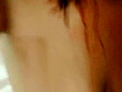 Fat bbw wife sucks cock orally right after shower with her big natural tits bouncing.