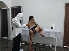 Perverted doctor fucks female patient while husband waits outside