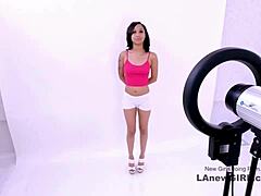 Tiny brunette gets fucked at a modeling audition