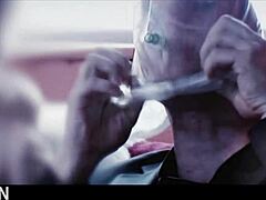 These two sensual blonde milfs with big tits are getting fucked in a romantic threesome