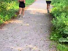 Public Exhibitionist Flashing Nude in Stuttgart Outdoor Scene with Voyeur Elements