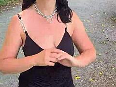 Public Exhibitionist Flashing Nude in Stuttgart Outdoor Scene with Voyeur Elements