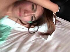 hey, check out this shemale crystal in blue lingerie getting bareback action close up 😈🍆