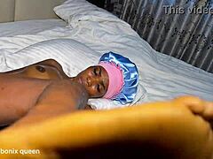 this sex starved ebony slut with small tits rides big black cock passionately in cowgirl and doggystyle. she takes cum on her big ass from her lover.