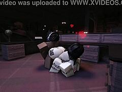 Horny slut, you couldn't wait to finish the game in this roblox porn with big black cock riding and creampie