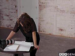 Shemales Natalie Mars and Khloe Kay dominate photographer Adriana Chechik in hardcore fucking