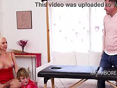 Blonde Cougar Stepmom Shows Not Son How Rich People Live With Wild Threesome Fucking And Spitting