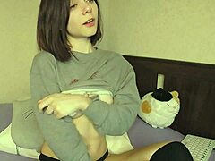 What if this fit teen 18+ girlfriend gets soaking wet while fingering her tight pussy on webcam?