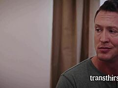 french tranny with piercings and tan skin licks balls before doggystyle bareback with boyfriend's friend