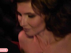 jeny smith red corset and stockings photo shoot