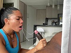 Amateur Couple Nysdel Enjoys Deepthroat Blowjob and Swallows Cum from Huge Cock