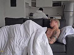 Oh man, we stepsiblings are secretly screwing our stepdad while watching TV... Danner Mendez is so hot!