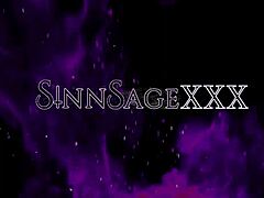 Oh wow, Sinn Sage masturbates her sex friend wildly after wrestling him down!