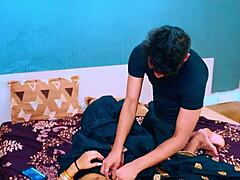 teenage stepsister experiences first time sensual sex with naughty stepbrother in romantic dorm setting