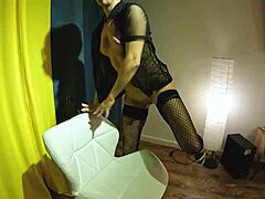 Working Blonde Ass Takes Dildo