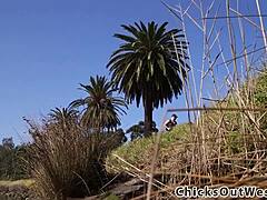 uh, i'm like this amateur girlfriend getting screwed hard outdoors... with some rimjob action too, y'know?