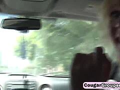 three hot milfs dive into steamy hardcore foursome with shaved pussies and stockings