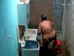 Hidden camera catches stepmom shaving while stepson watches her secretly