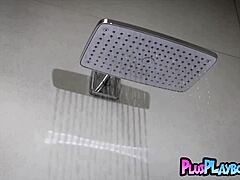 petite asian milf li moon stripped down slowly, revealing natural tits and ass in playful posing session