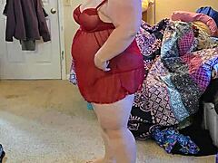 bbw strips teasingly in lingerie
