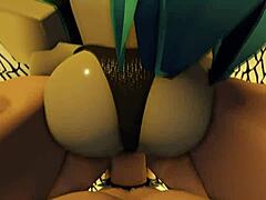 Hey, Hatsune Miku grabbed my microphone but we ended up in a wild cowgirl ride with cumshot finish