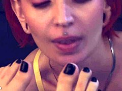 This Bitch Controls You With Her Pussy And Feet, Choking And Gagging You In Domination With Deepthroat And Vibrator Toys