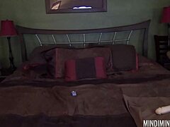 slutty milf mindi mink showing off her curvy big ass and brunette bra in solo dildo play