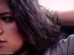 I feel the intense rush as dude whips bound slaves with buttplugs during rough anal fucking in this bizarre bondage threesome.