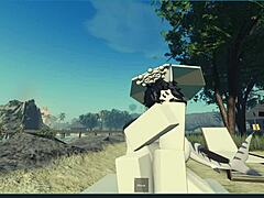 Roblox girl contrasts beach setting with rough pussy fucking action