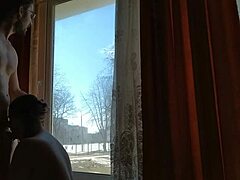 Helga Bosk Engages In Risky Bareback Sex By Window With People Walking By