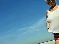 Farol Na Praia with Mature Milf Showing Big Natural Tits and Pussy Lips