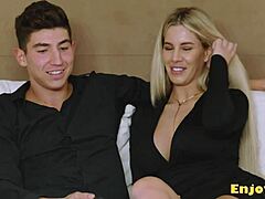 miss naughty shows hookup appeal as horny housewife rides and squirts in kitchen encounter