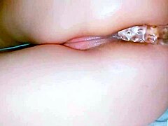 Horny Girl In The Spa Can't Wait For Glass Dildo