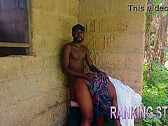 African BBW bends over for big black cock doggystyle pounding with deepthroat blowjob