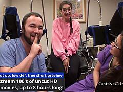 Girl journalist interrupted! Kitty Catherine screams in hospital with nurse fetish and vibrator toys!