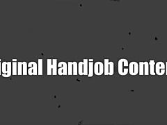 i love how slutty ricki white gives that oiled handjob until cum covers her shaved pussy